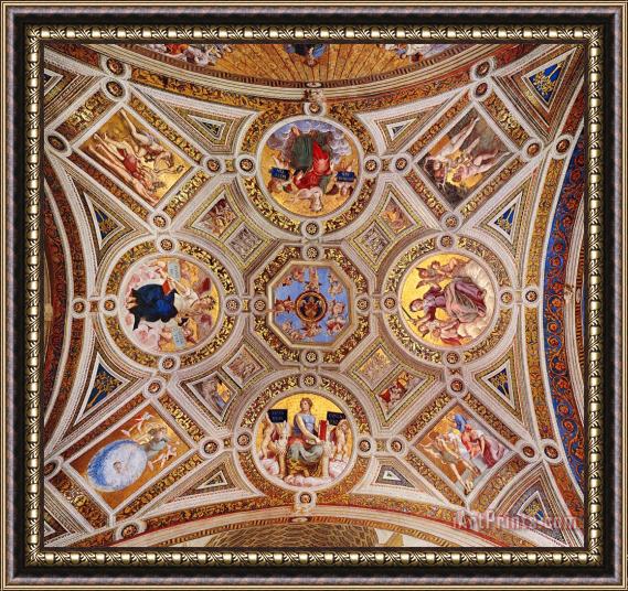 Raphael The Stanza Della Segnatura Ceiling [detail 1] Framed Print